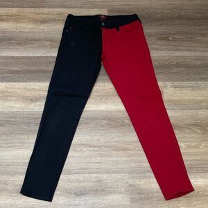 Royal Bones Two-Tone Red and Black Jeans Sz 7